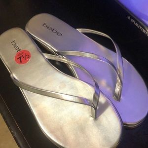 Cute Silver BeBe Flip Flops